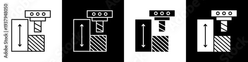  CNC machine  black and white icon design concept