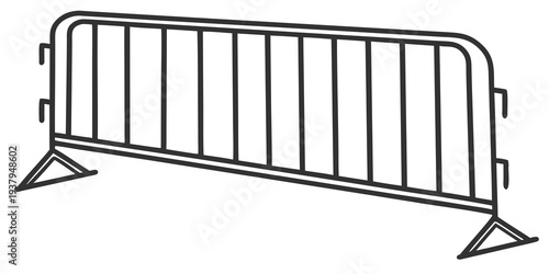 A row of metal barricades used for crowd control and traffic management Vector