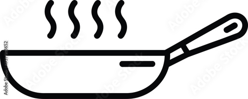 Black outline frying pan with steam cooking food