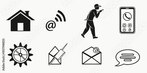 Modern communication and productivity icons set Vector