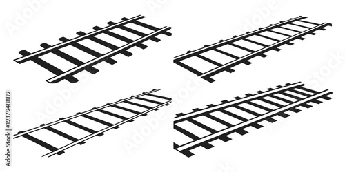 A collection of various types of train tracks and rail systems Vector
