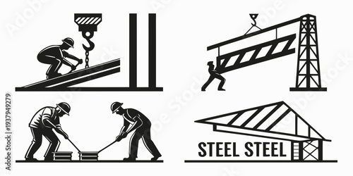 Diverse construction methods and materials depicted in a single image Vector