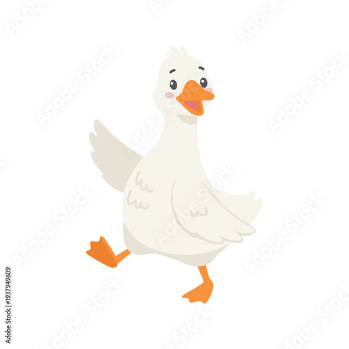 Cute funny goose cartoon vector Illustration isolated on a white background.