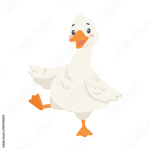 Cute funny goose cartoon vector Illustration isolated on a white background.