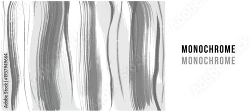 ベクター、モノクロの抽象的な筆ライン背景、モダンな和風テクスチャ、縦縞グラフィック、モノトーンデザイン