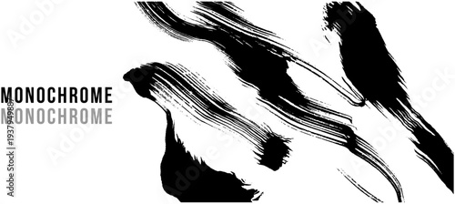 力強い筆致の抽象背景素材 モノトーンの筆あと ベクターデザイン