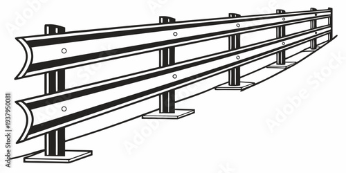 A detailed illustration of a multi-level parking structure with supporting beams. Vector