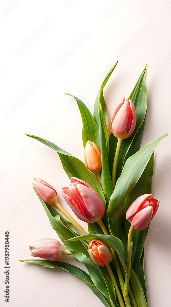 Naklejka premium Fresh Spring Tulips Bouquet