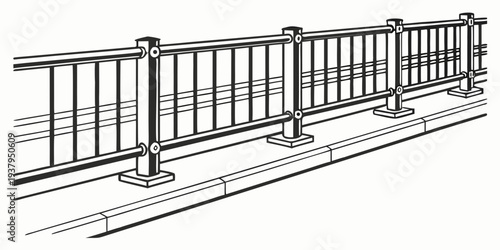 A detailed illustration of a train station platform with a train and passengers Vector