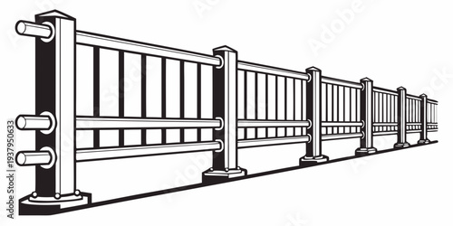 A long line of wooden fence panels extending into the distance Vector