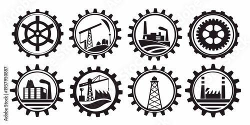 Assorted gears and mechanical components showcasing intricate designs and patterns Vector