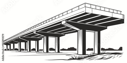 A large, open-air structure with multiple columns supporting a flat roof. Vector