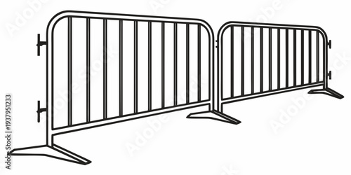 A row of metal barricades standing in a straight line on a flat surface Vector