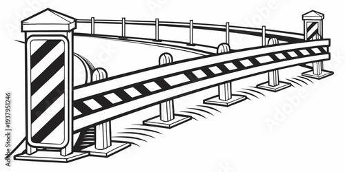 A detailed illustration of a wooden staircase with a handrail and steps Vector