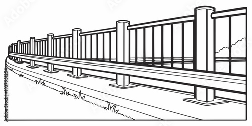 A long line of identical buildings stretching into the distance on a flat landscape Vector