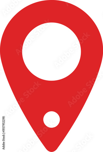 Location pin icon prominently symbolizes digital mapping and geographical.