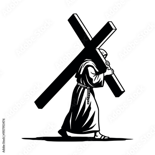Easter sunday jesus christ carrying cross symbol