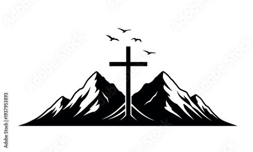 Easter sunday symbolism cross mountains birds resurrection hope