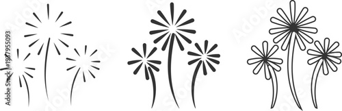 Dandelion Flower Icon Set - Botanical Plant and Floral Nature Vector Collection