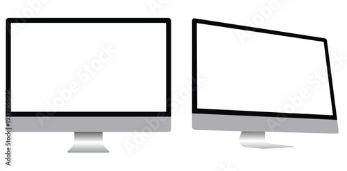 Empty computer monitors on stands vector illustration flat design minimal setup