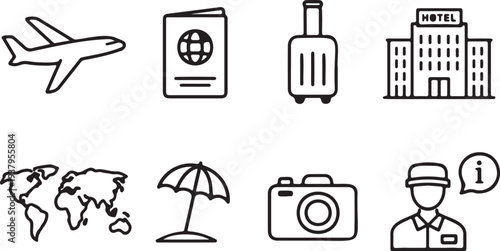Informative line icons symbolizing various facets of education, learning, and academic achievement.