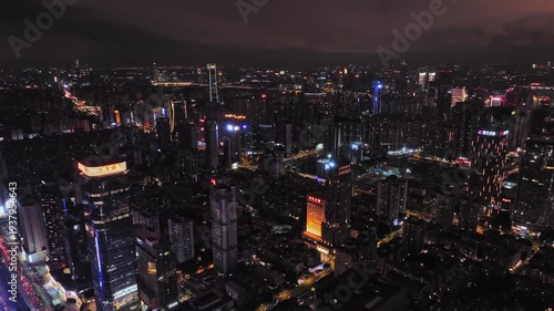 Wallpaper Mural Guangzhou City Night Aerial View with Illuminated Skyscrapers Torontodigital.ca
