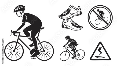 Various illustrations of people engaging in different types of physical activities Vector