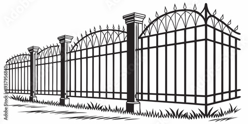 A detailed illustration of a series of connected industrial buildings with large windows. Vector