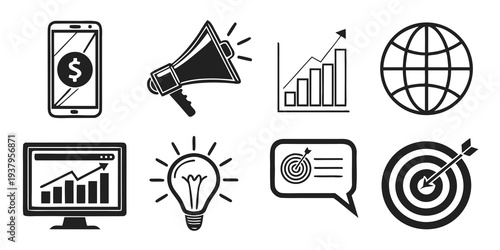 Modern digital marketing tools and strategies for business growth Vector