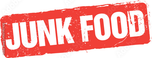 Junk Food. Vector Red Rubber Stamp.