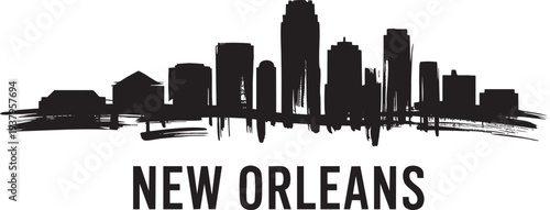 New Orleans skyline silhouette graphic famous urban landmark illustration vector