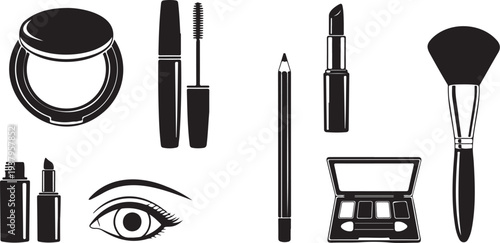 Essential makeup items for daily use vector shillute design