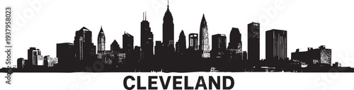 Cleveland skyline silhouette for graphic design and city illustration vector