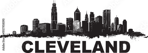 Cleveland skyline silhouette for graphic design and city illustration vector