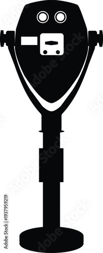 Tower viewer telescope icon. Coin binocular viewer sign. Observation deck visit. Binocular Viewer symbol.