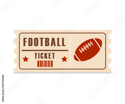 Football ticket design template. Card invitation, game team, event. Sports coupon 	