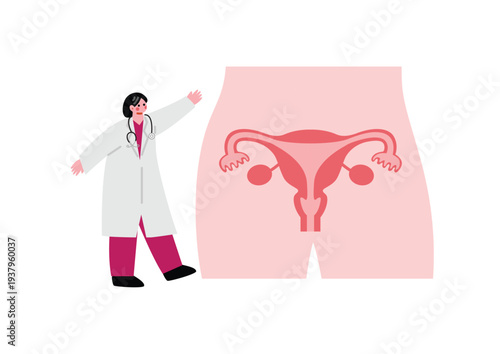 子宮と産婦人科医のイラストセット