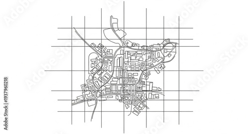 Detailed Black and White City Map.
