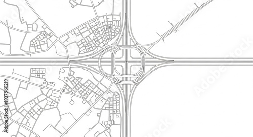 Detailed Black and White City Map.