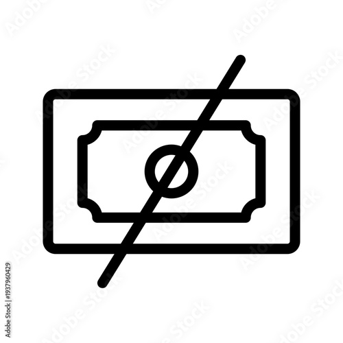 No Money icon for financial loss, empty wallet, and zero balance concept