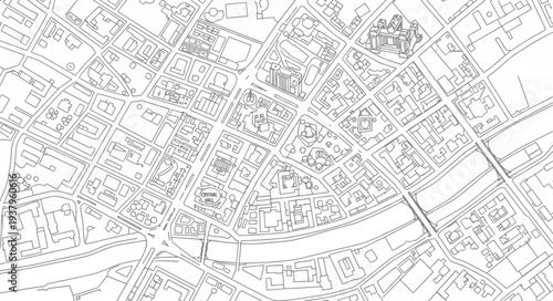 Detailed Black and White City Map.