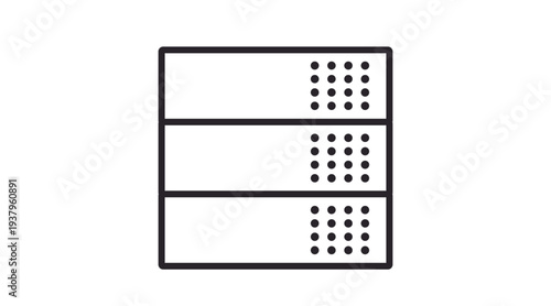 Clean and modern server icon vector representing data storage, cloud computing and network infrastructure. Minimal flat design suitable for apps, UI interfaces, dashboards, hosting services