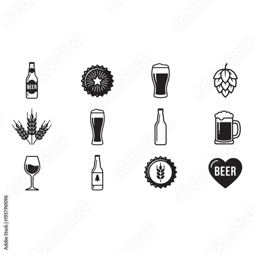 Black and White Brewing Industry Symbols for Menu Design