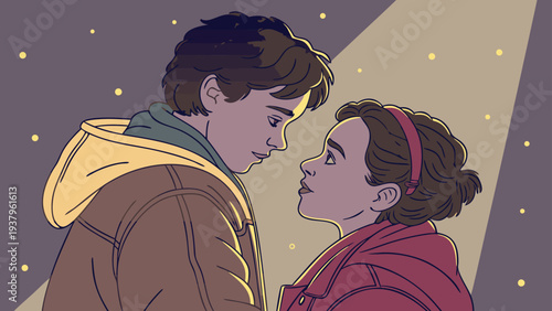 Intimate Romantic Couple Portrait Under Starlight