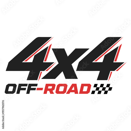 Black and red 4x4 off-road with racing checkered pattern