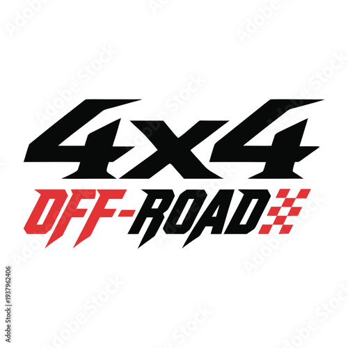 Bold black and red off-road 4x4 text with checkered pattern