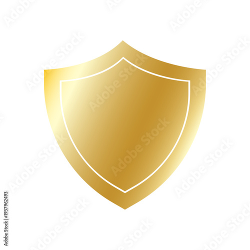 Shiny gold shield icon isolated vector illustration