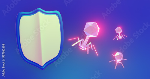 Wallpaper Mural Virus defence illustration. 3d render.  Torontodigital.ca