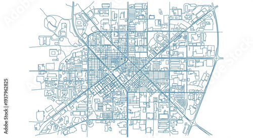 Detailed City Map with Grid Pattern.