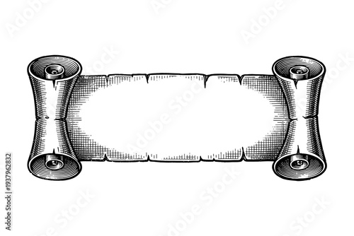 Vintage scroll with blank space for text in intricate retro design